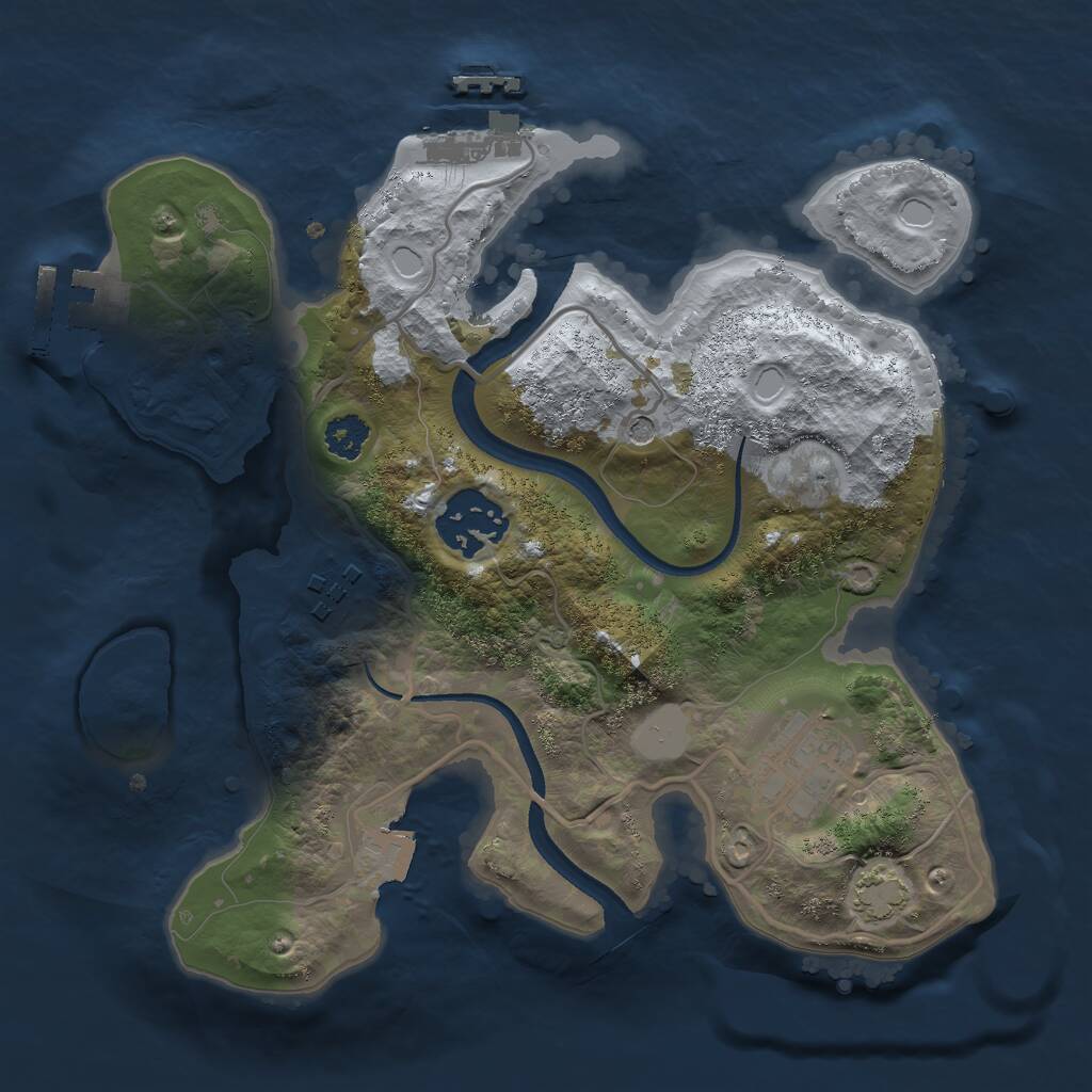 Rust Map: Procedural Map, Size: 2500, Seed: 10377, 8 Monuments