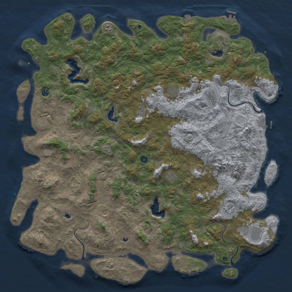 Rust Map: Procedural Map, Size: 6000, Seed: 23632863, 17 Monuments