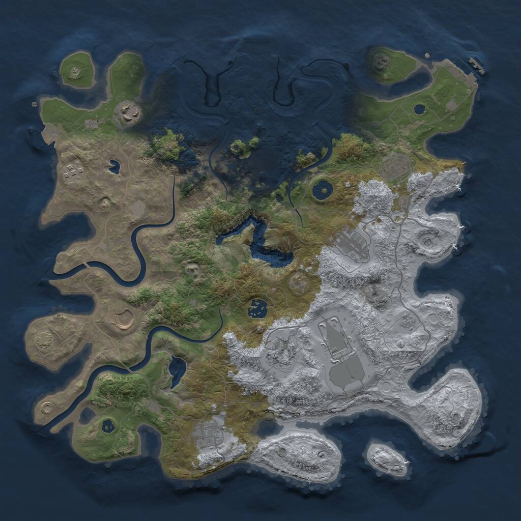 Rust Map: Procedural Map, Size: 4000, Seed: 1020206849, 16 Monuments