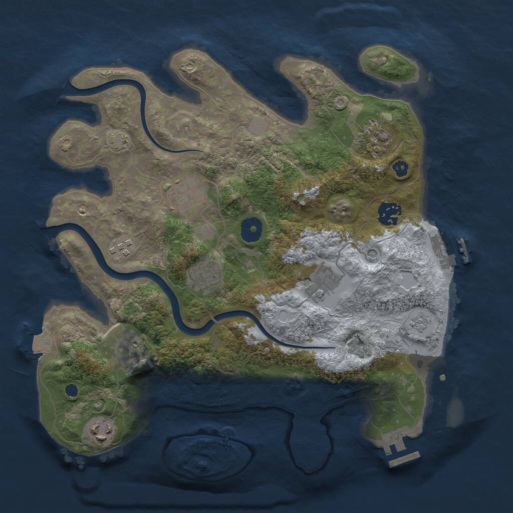 Rust Map: Procedural Map, Size: 3250, Seed: 34, 14 Monuments