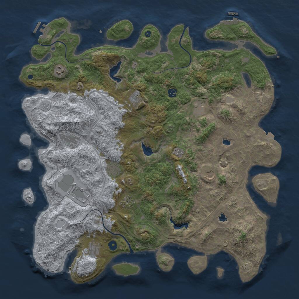 Rust Map: Procedural Map, Size: 4800, Seed: 593261047, 17 Monuments