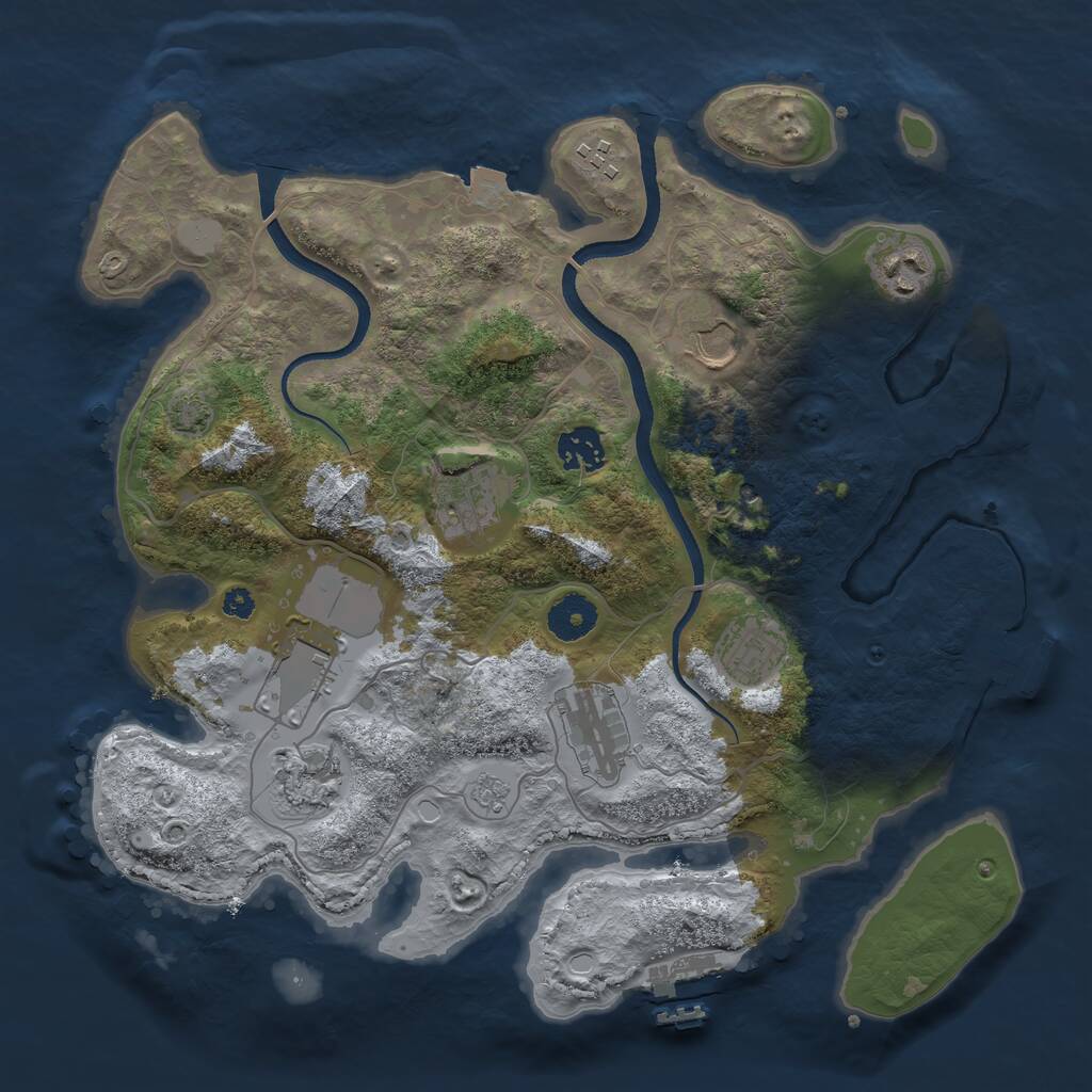 Rust Map: Procedural Map, Size: 3500, Seed: 522835900, 15 Monuments