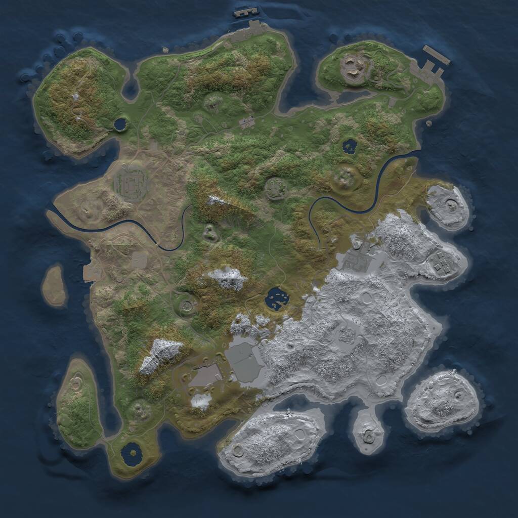 Rust Map: Procedural Map, Size: 3500, Seed: 379047557, 12 Monuments