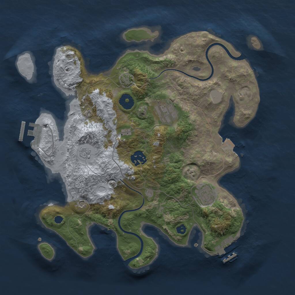 Rust Map: Procedural Map, Size: 3000, Seed: 429506231, 9 Monuments
