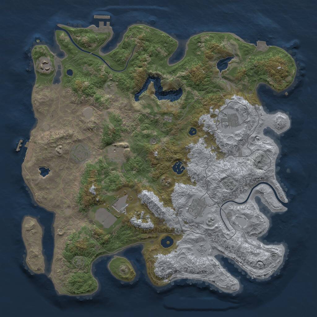 Rust Map: Procedural Map, Size: 4000, Seed: 1283848204, 14 Monuments