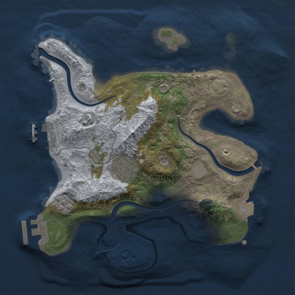 Rust Map: Procedural Map, Size: 2500, Seed: 1518290703, 7 Monuments