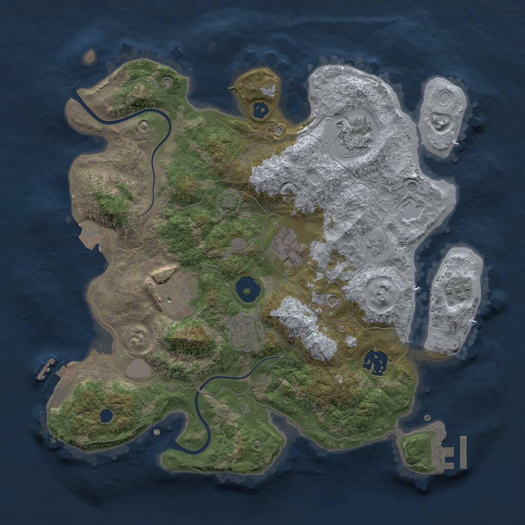 Rust Map: Procedural Map, Size: 3200, Seed: 857249267, 12 Monuments