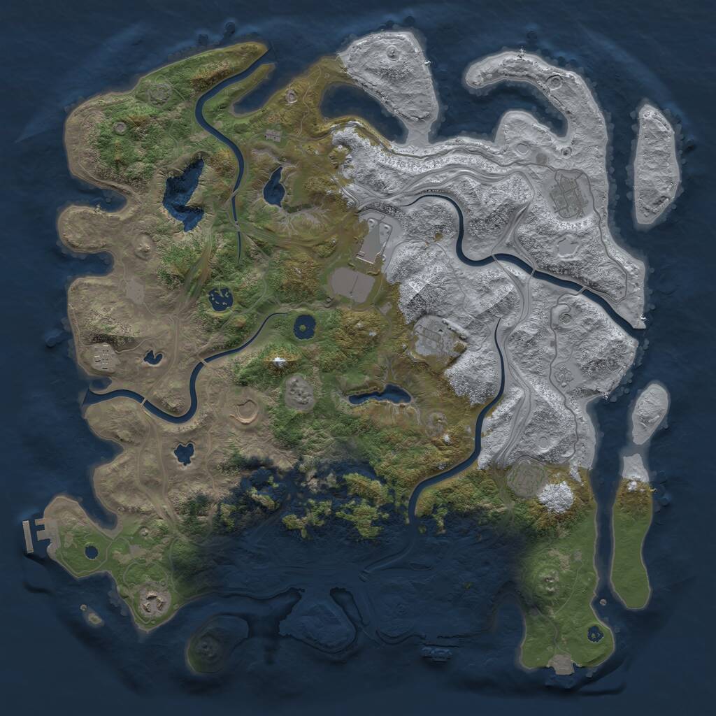 Rust Map: Procedural Map, Size: 4500, Seed: 140701622, 14 Monuments