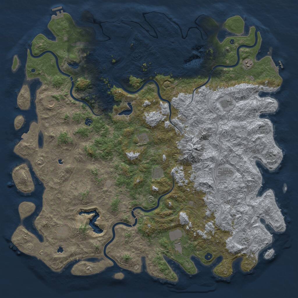 Rust Map: Procedural Map, Size: 6000, Seed: 27031961, 17 Monuments