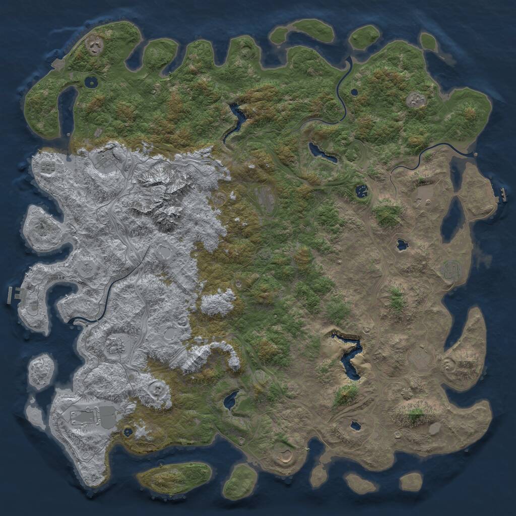 Rust Map: Procedural Map, Size: 6000, Seed: 31512232, 17 Monuments