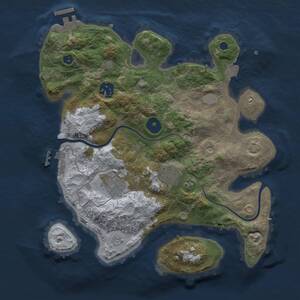 Thumbnail Rust Map: Procedural Map, Size: 3000, Seed: 15839, 9 Monuments