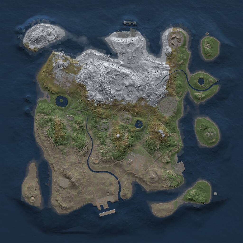 Rust Map: Procedural Map, Size: 3000, Seed: 16301, 10 Monuments