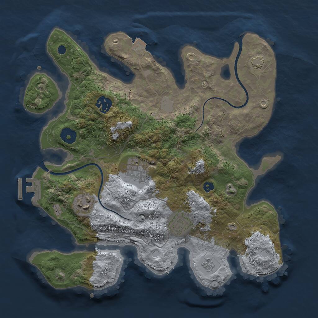 Rust Map: Procedural Map, Size: 3000, Seed: 78654, 8 Monuments