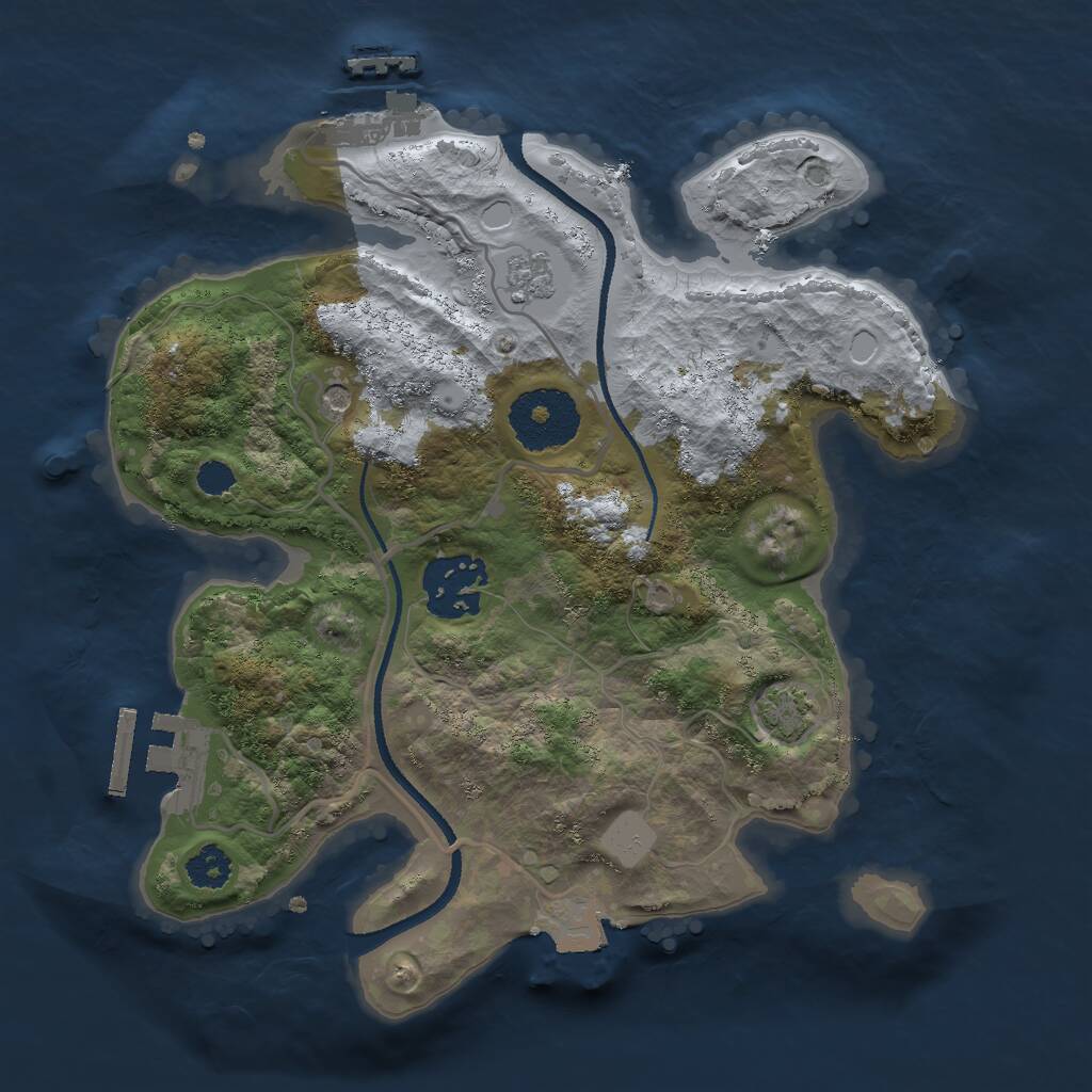 Rust Map: Procedural Map, Size: 2500, Seed: 142061902, 7 Monuments