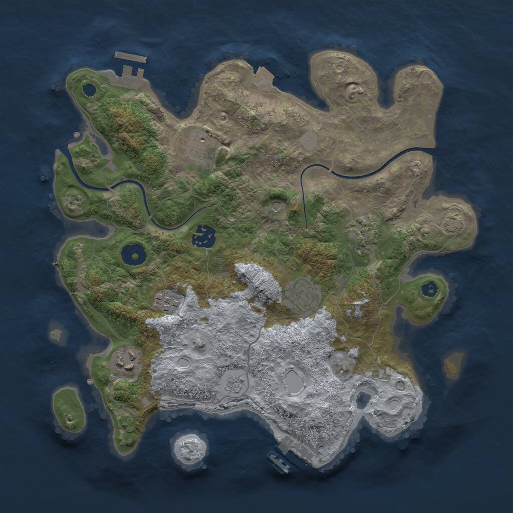 Rust Map: Procedural Map, Size: 3250, Seed: 58908, 12 Monuments