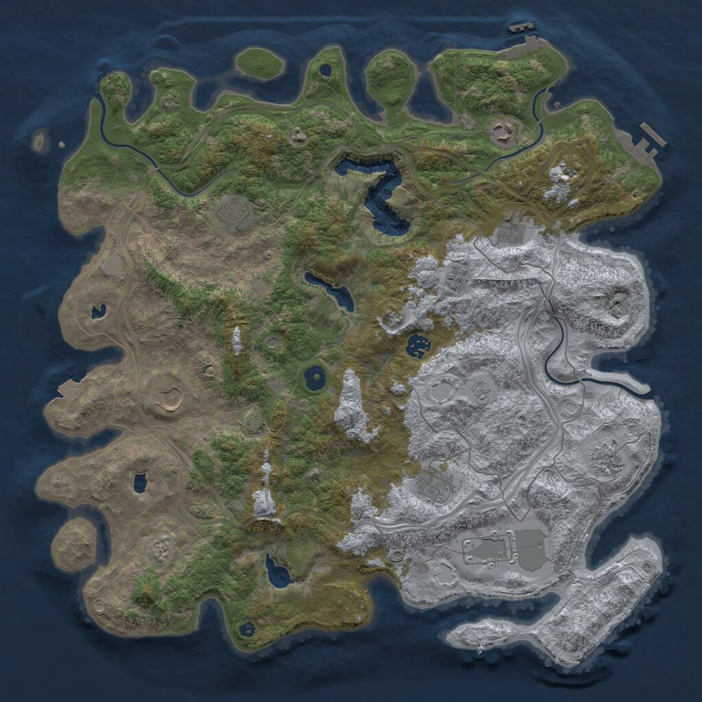 Rust Map: Procedural Map, Size: 4500, Seed: 1361014676, 15 Monuments