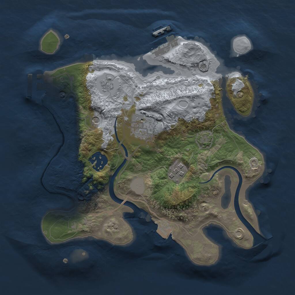 Rust Map: Procedural Map, Size: 2500, Seed: 1657222973, 9 Monuments