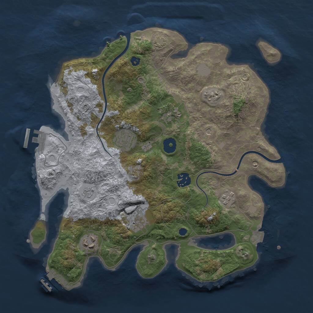 Rust Map: Procedural Map, Size: 3250, Seed: 66666, 12 Monuments