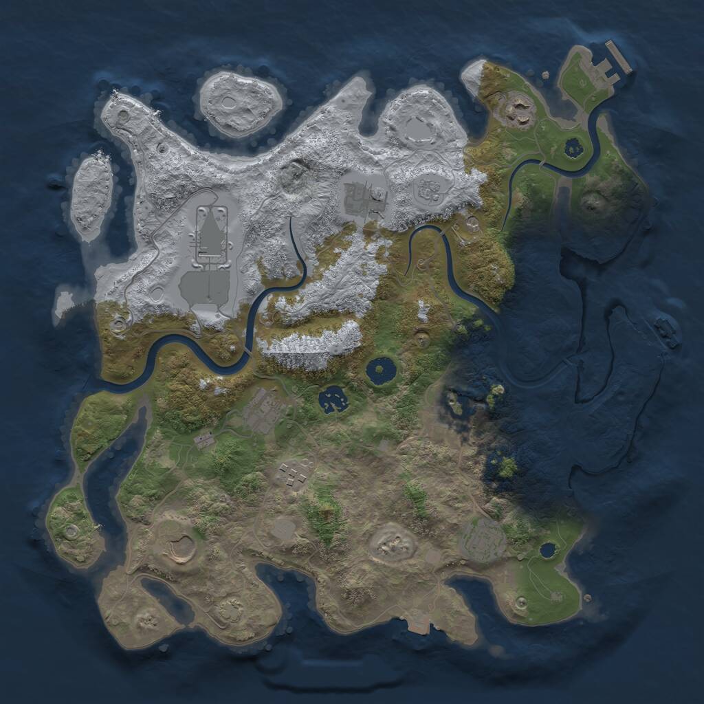 Rust Map: Procedural Map, Size: 3750, Seed: 820306505, 15 Monuments