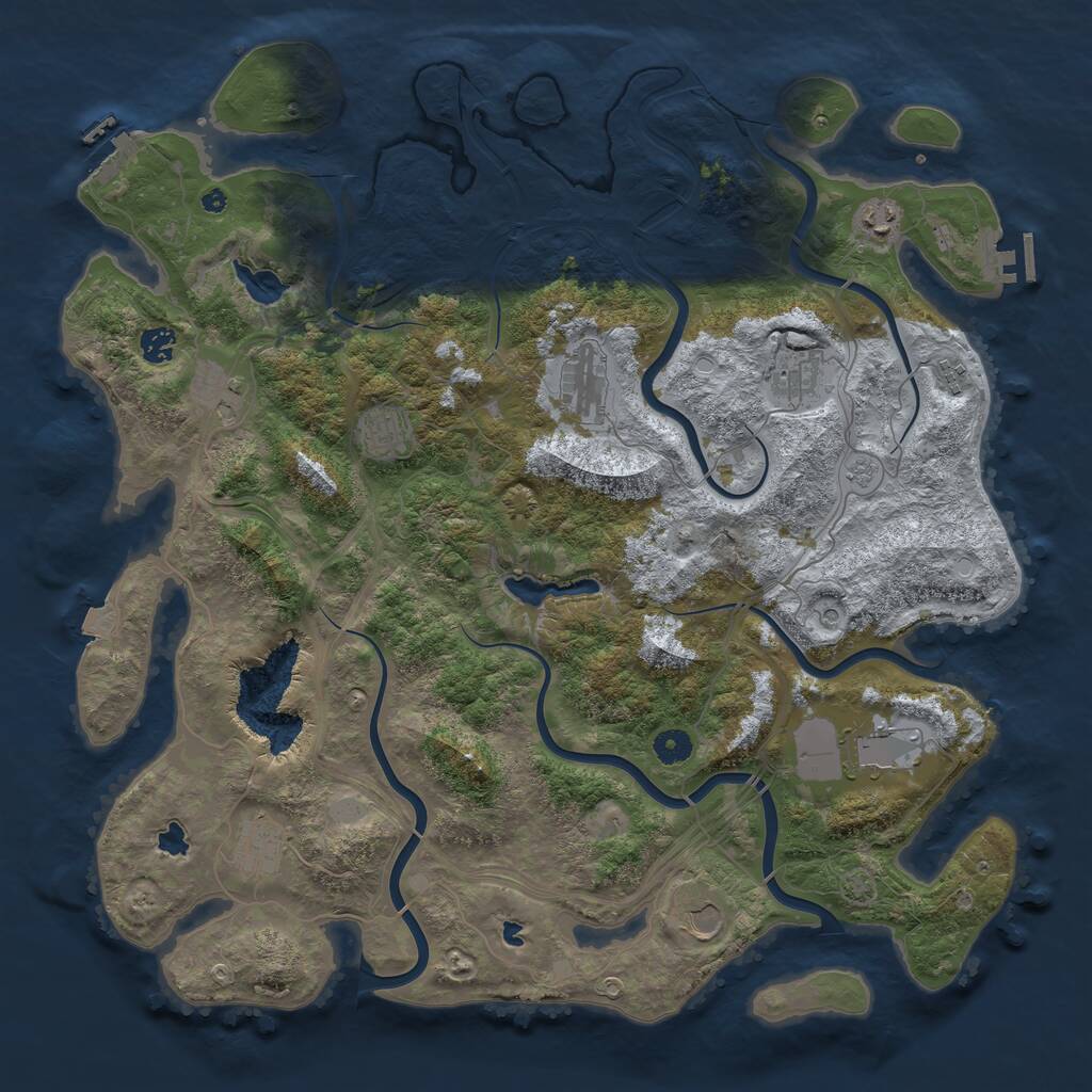 Rust Map: Procedural Map, Size: 4500, Seed: 2045596488, 16 Monuments