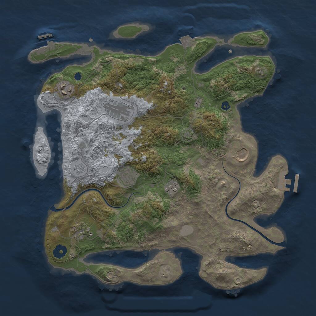 Rust Map: Procedural Map, Size: 3500, Seed: 1053681408, 11 Monuments