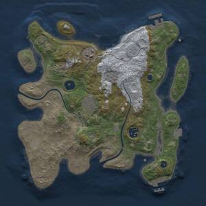 Thumbnail Rust Map: Procedural Map, Size: 3072, Seed: 20250102, 11 Monuments