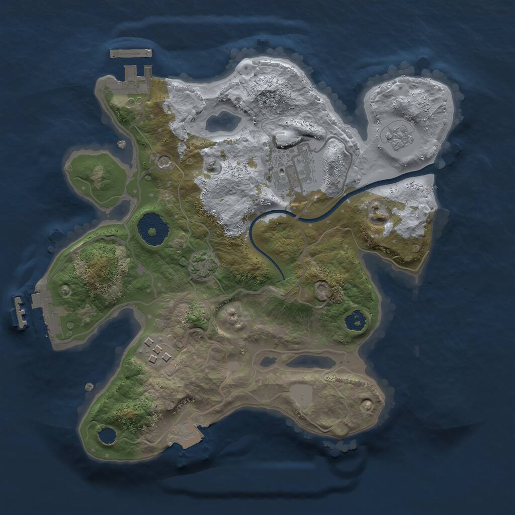 Rust Map: Procedural Map, Size: 2500, Seed: 907127440, 8 Monuments