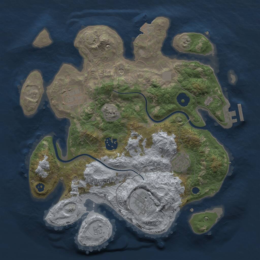 Rust Map: Procedural Map, Size: 3000, Seed: 26447, 9 Monuments