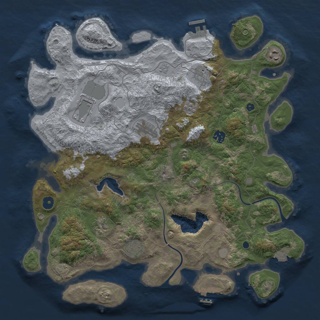 Rust Map: Procedural Map, Size: 4000, Seed: 1464944350, 14 Monuments