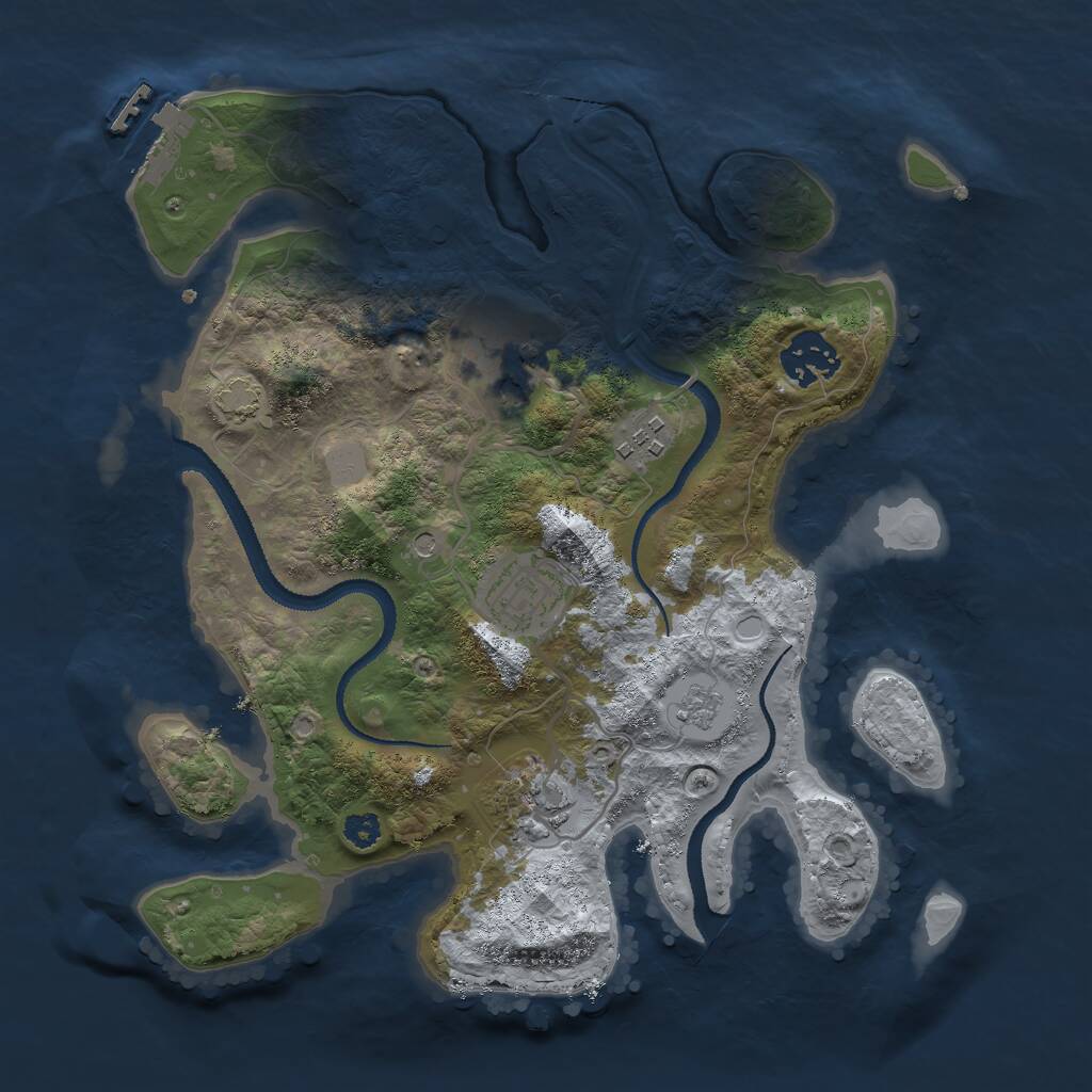 Rust Map: Procedural Map, Size: 3000, Seed: 3987, 10 Monuments