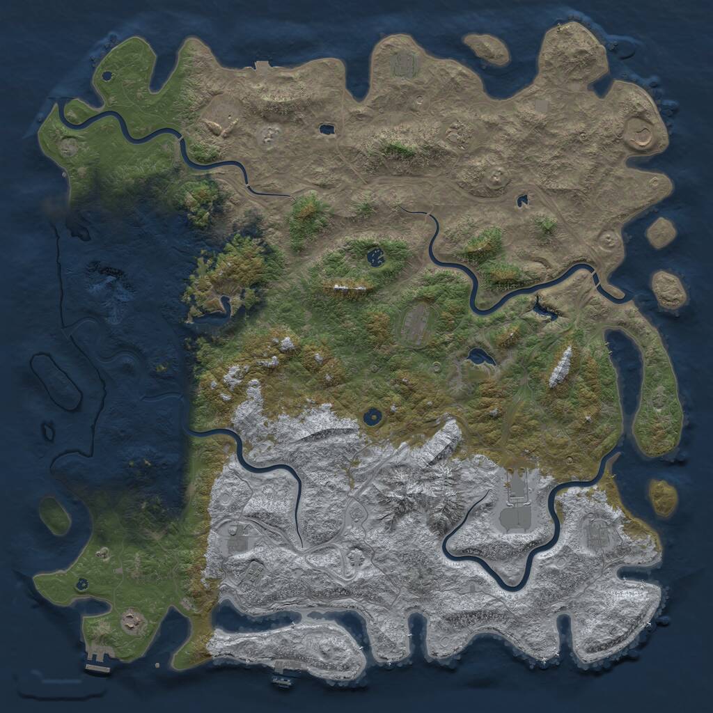 Rust Map: Procedural Map, Size: 6000, Seed: 1202198108, 17 Monuments