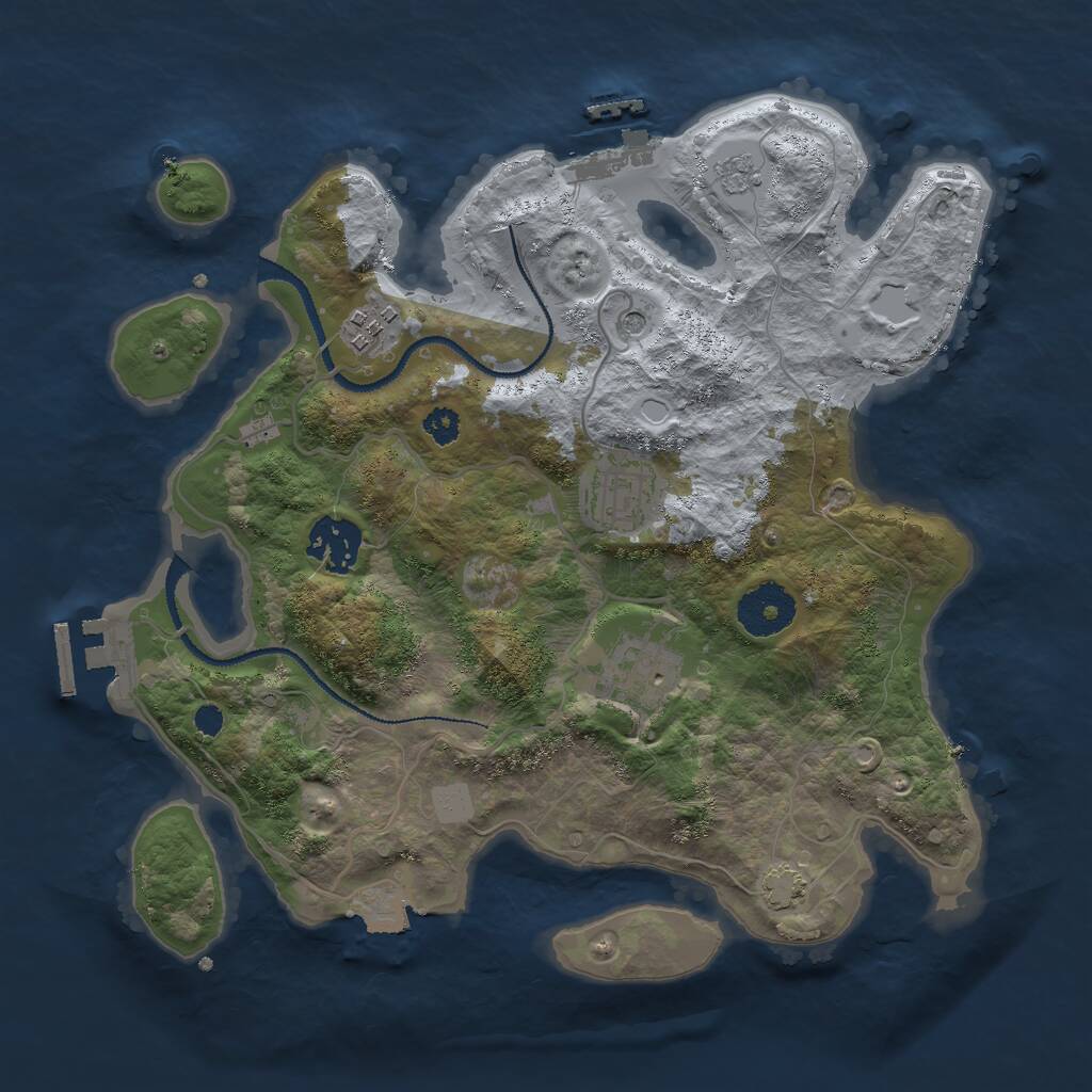 Rust Map: Procedural Map, Size: 3000, Seed: 102548, 10 Monuments