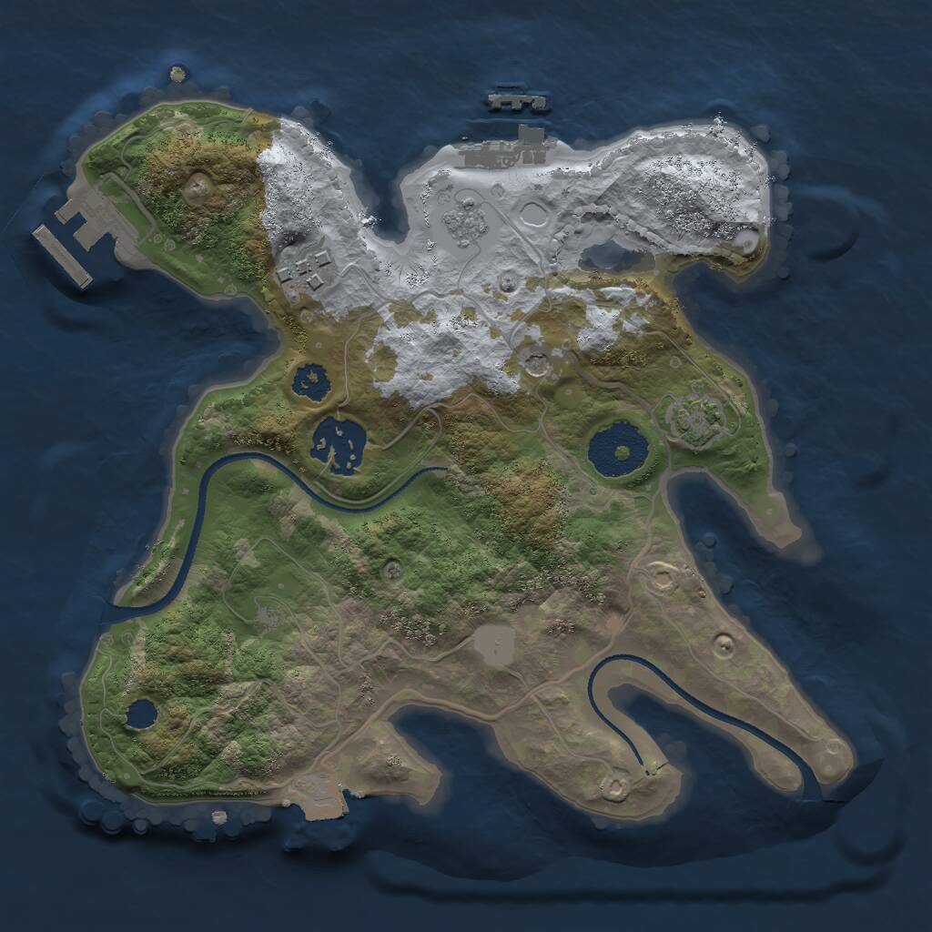 Rust Map: Procedural Map, Size: 2500, Seed: 965055495, 8 Monuments