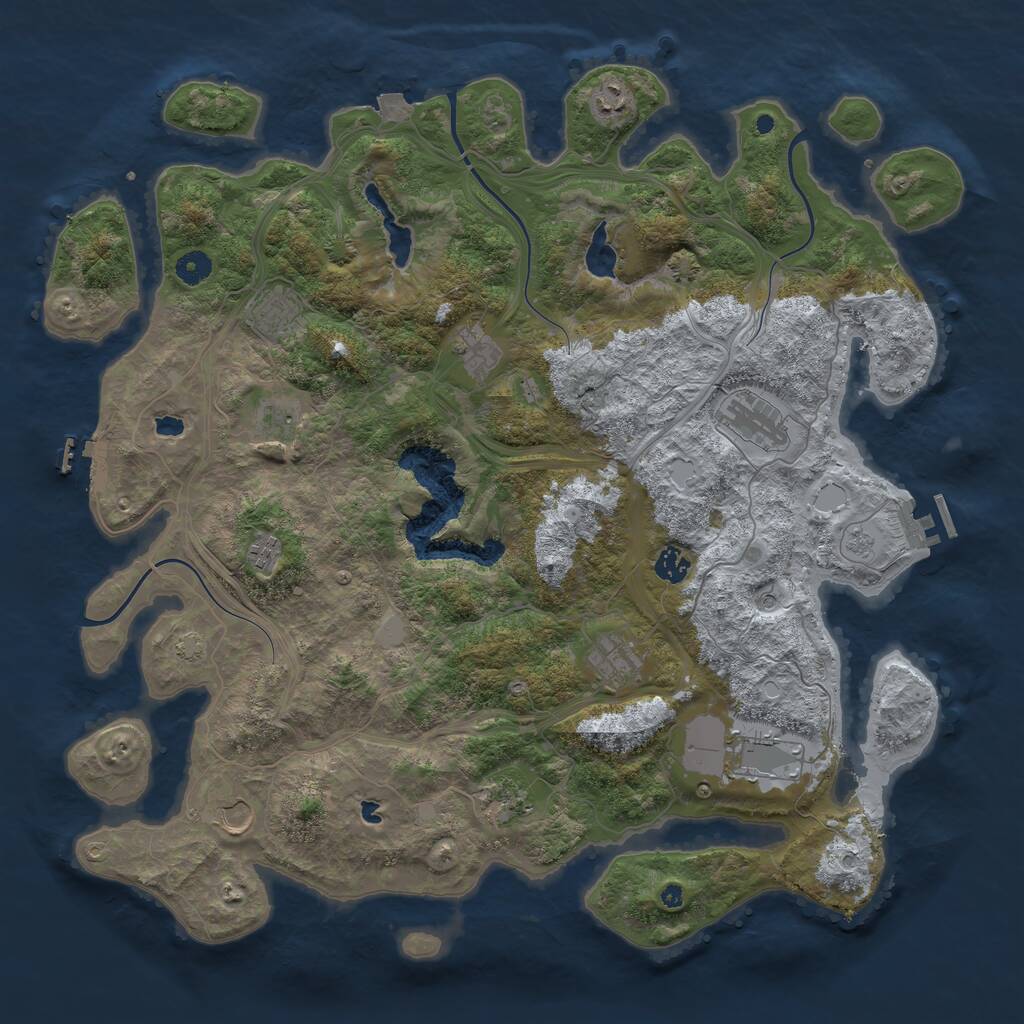 Rust Map: Procedural Map, Size: 4500, Seed: 67893421, 17 Monuments