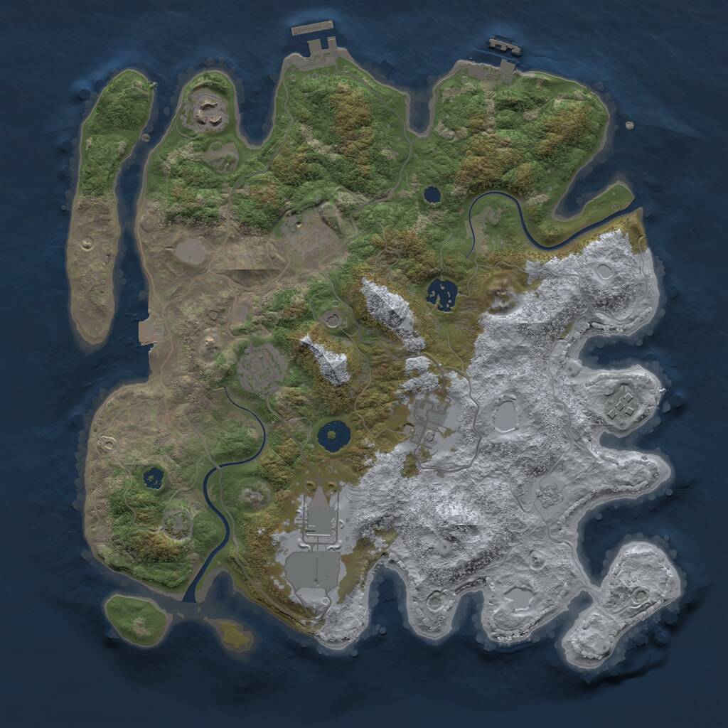 Rust Map: Procedural Map, Size: 3500, Seed: 1739755983, 13 Monuments