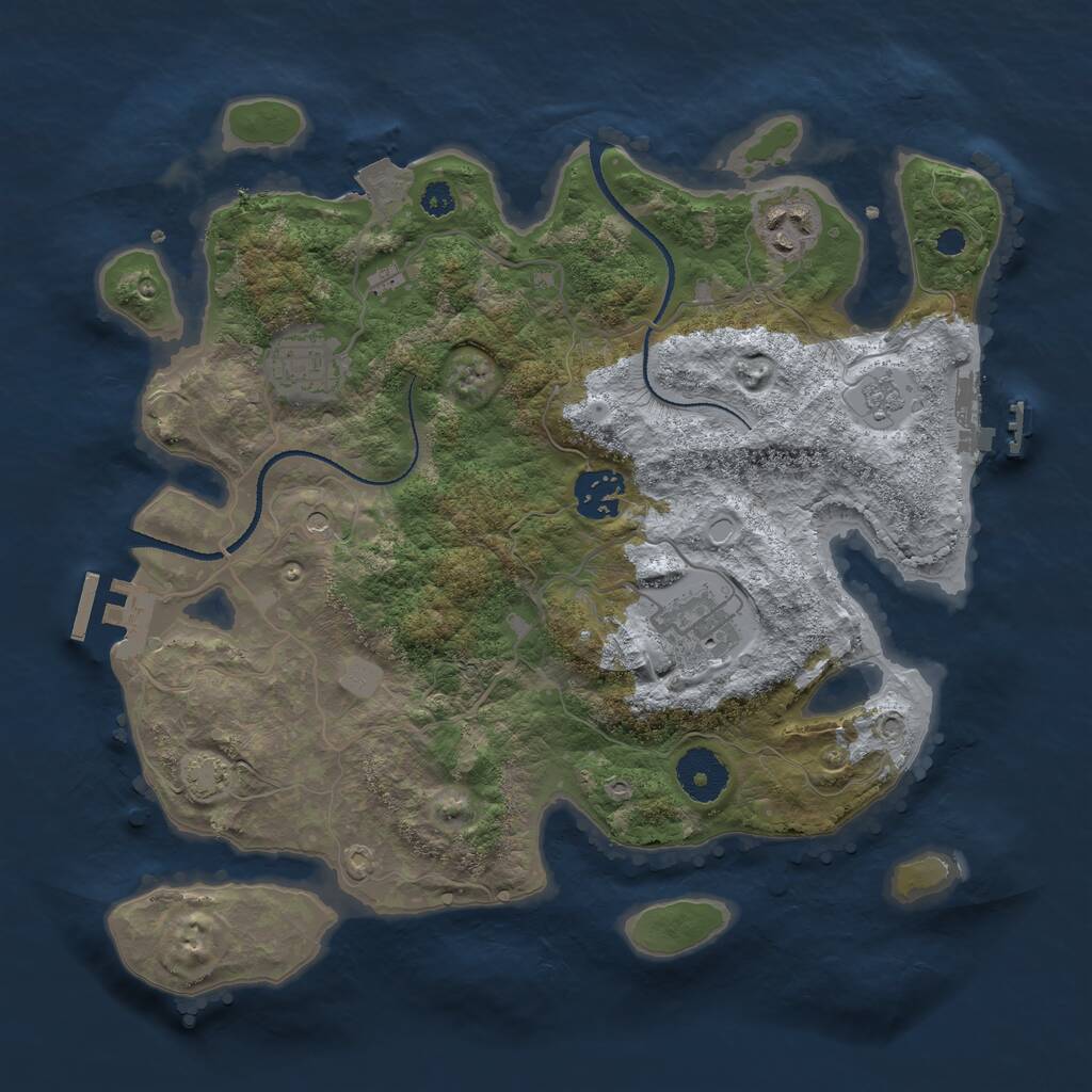 Rust Map: Procedural Map, Size: 3200, Seed: 65958654, 10 Monuments