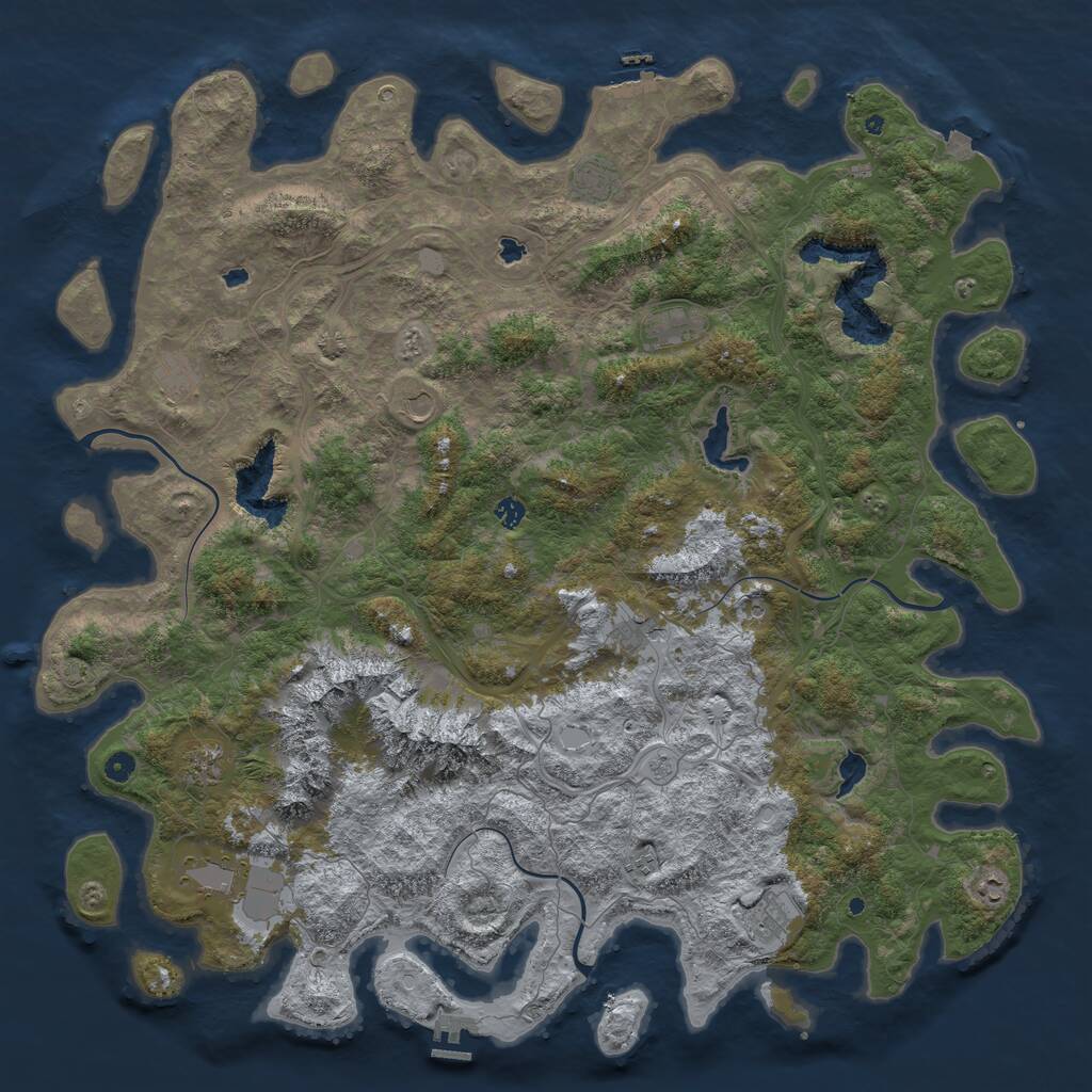 Rust Map: Procedural Map, Size: 5500, Seed: 995904265, 17 Monuments