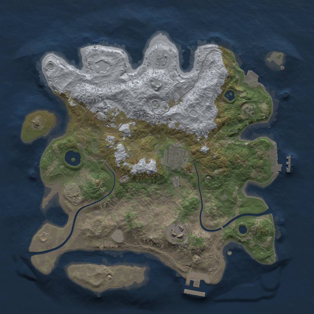 Rust Map: Procedural Map, Size: 3000, Seed: 2035191394, 9 Monuments