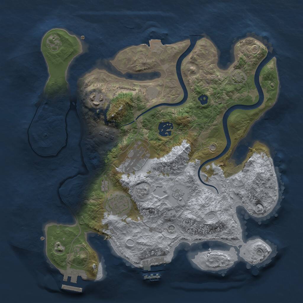 Rust Map: Procedural Map, Size: 3000, Seed: 641363916, 11 Monuments
