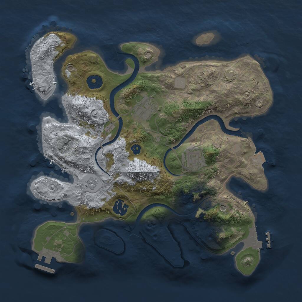 Rust Map: Procedural Map, Size: 3000, Seed: 6446, 9 Monuments