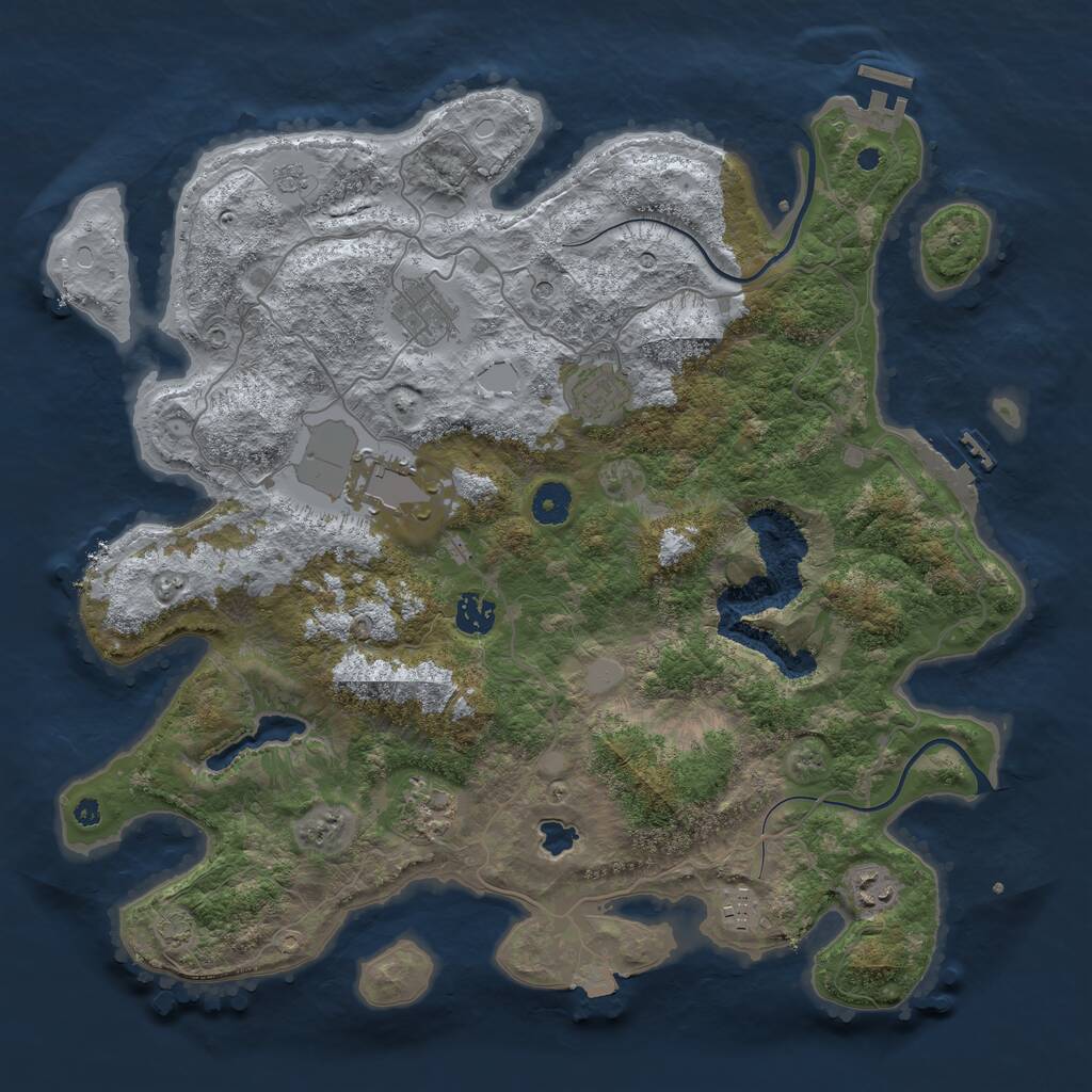 Rust Map: Procedural Map, Size: 4000, Seed: 2725, 13 Monuments