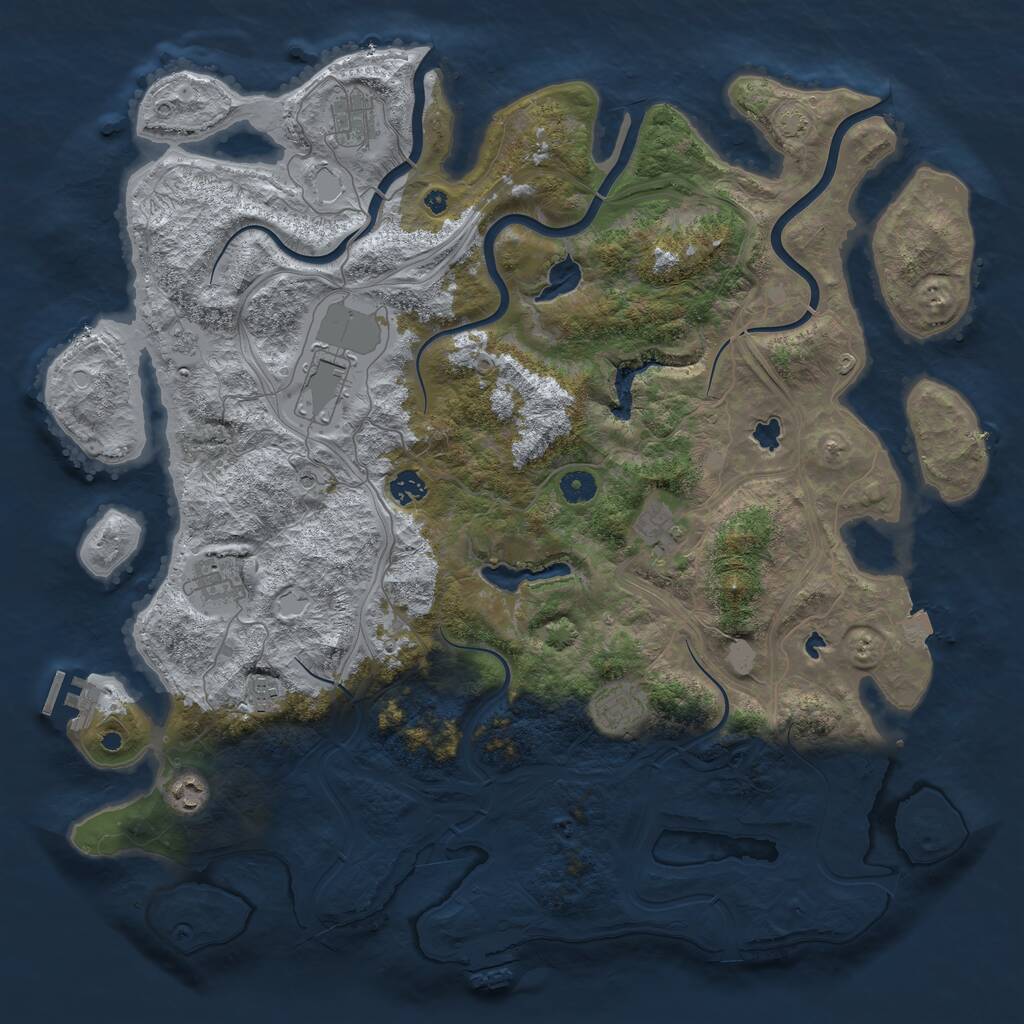 Rust Map: Procedural Map, Size: 4500, Seed: 1200170726, 14 Monuments