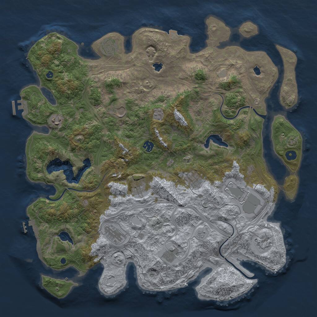 Rust Map: Procedural Map, Size: 4500, Seed: 345622, 17 Monuments
