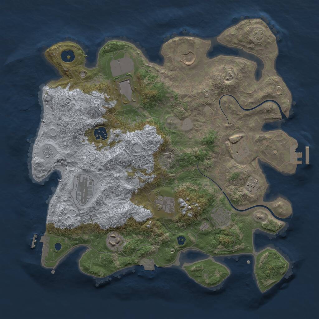 Rust Map: Procedural Map, Size: 3600, Seed: 584883, 15 Monuments