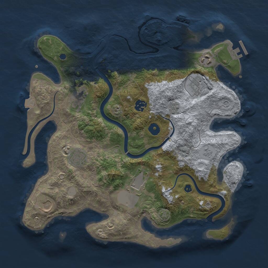 Rust Map: Procedural Map, Size: 3500, Seed: 929709221, 14 Monuments