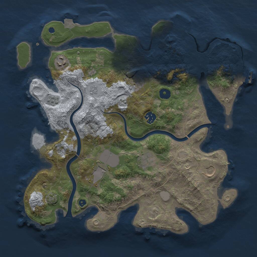 Rust Map: Procedural Map, Size: 3500, Seed: 325632, 13 Monuments