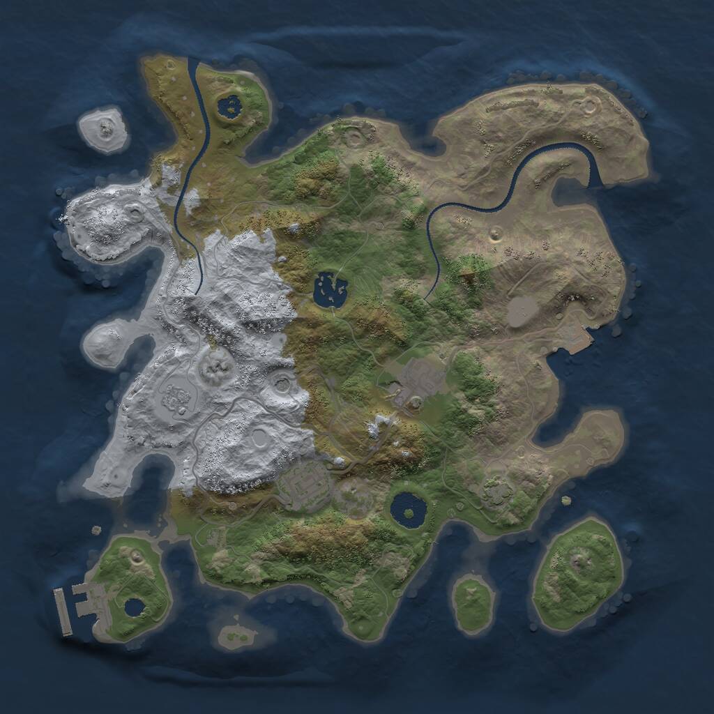 Rust Map: Procedural Map, Size: 3000, Seed: 8201435, 8 Monuments