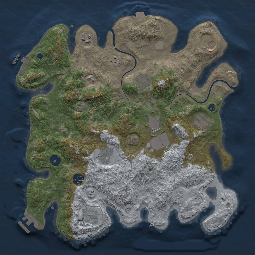 Rust Map: Procedural Map, Size: 3500, Seed: 1598973830, 15 Monuments