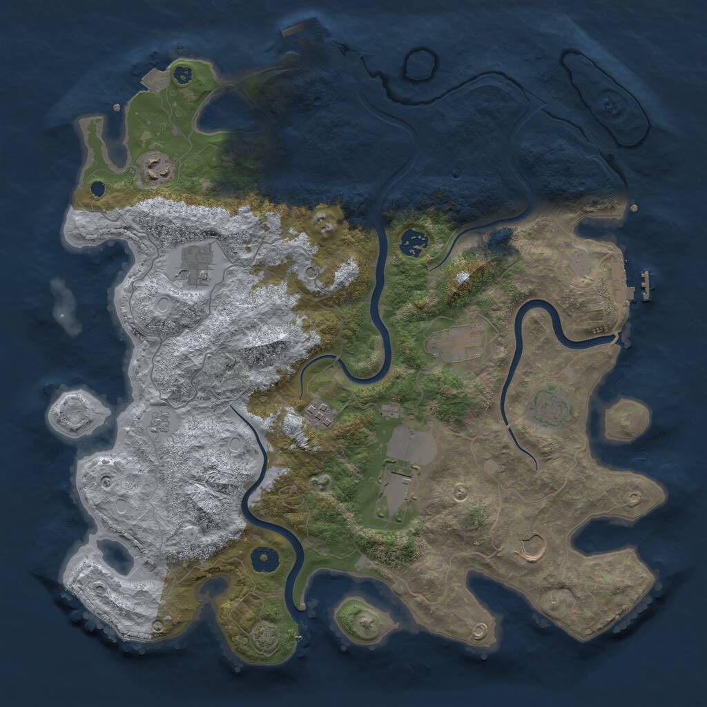Rust Map: Procedural Map, Size: 3900, Seed: 25691, 14 Monuments
