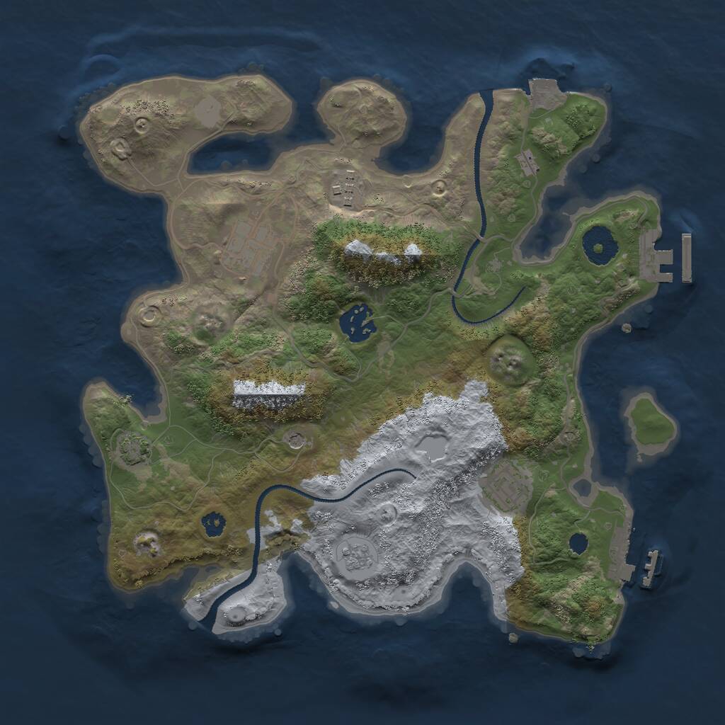 Rust Map: Procedural Map, Size: 3000, Seed: 84257, 10 Monuments